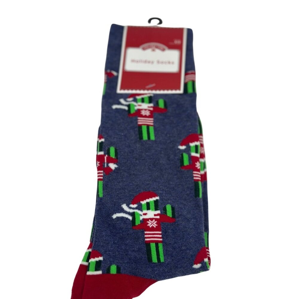 NEW Mens Holiday Time Jingle Bell Socks Novelty Christmas Size 6-12 Blue Comfort